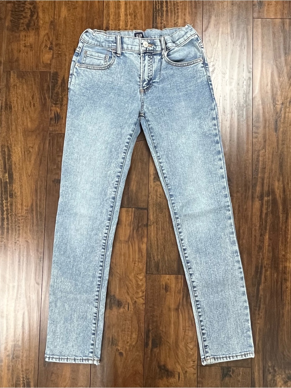 Gap Denim Stretch Skinny Jeans Light Wash Adjustable Waist Kids Boys Size 14.
